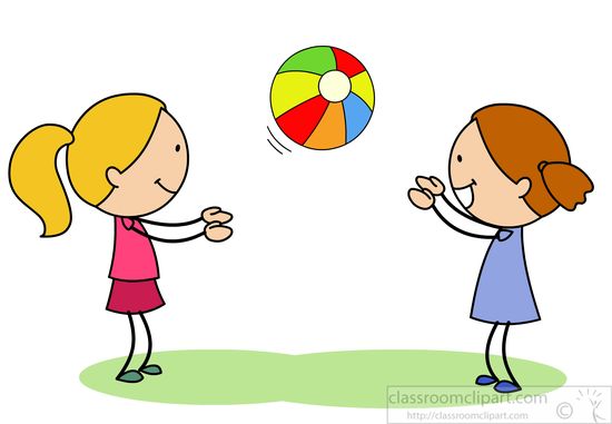 two girls playing catch with bright ball